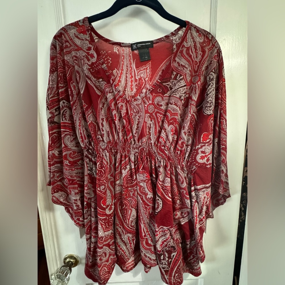 Red flowy top